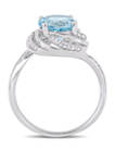  2.5 ct. t.w. Blue and White Topaz and 1/10 ct. t.w. Diamond Accent Swirl Ring in Sterling Silver