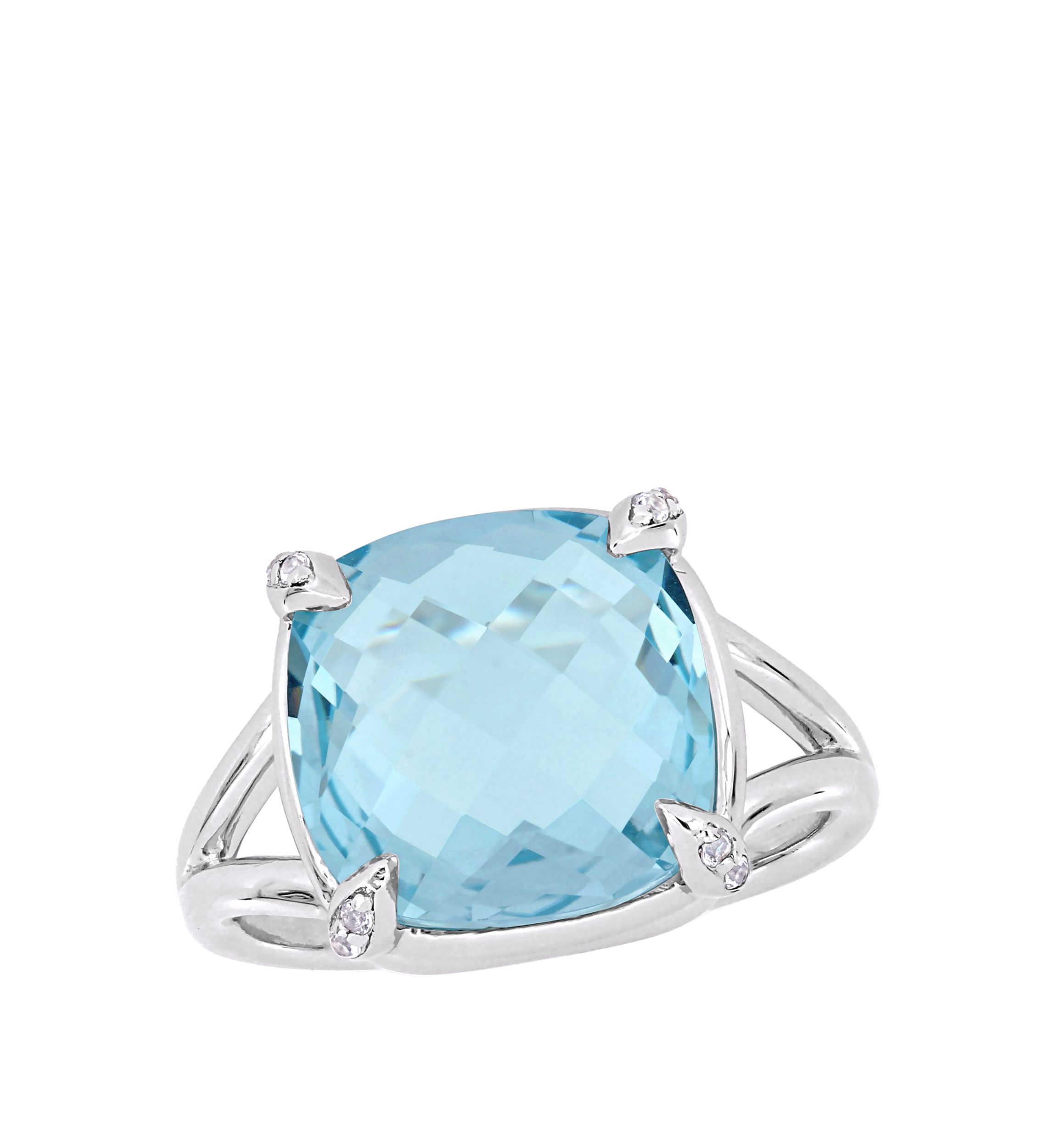 9 ct. t.w. Blue Topaz and White Topaz Split Shank Cocktail Ring in Sterling Silver