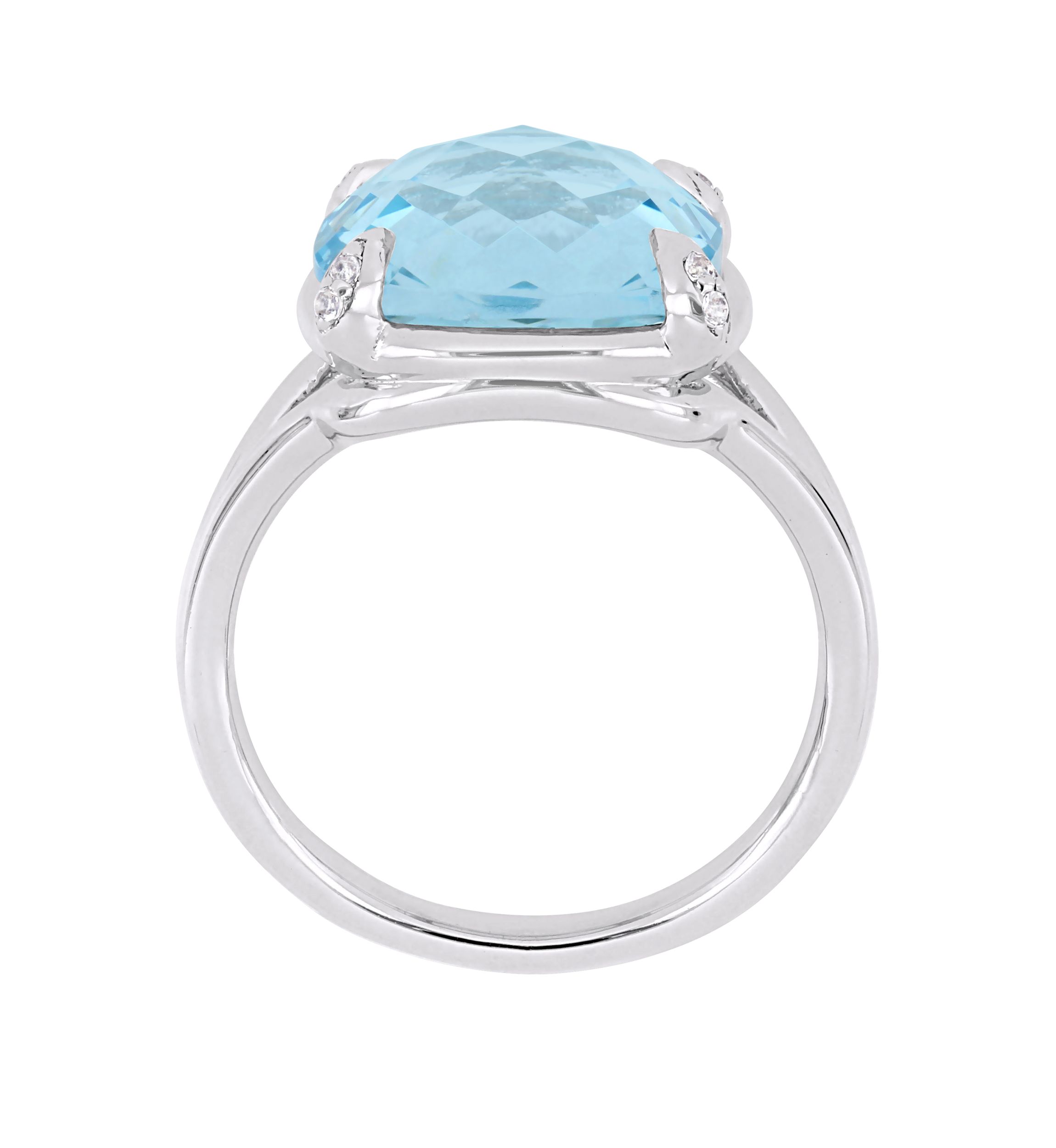 9 ct. t.w. Blue Topaz and White Topaz Split Shank Cocktail Ring in Sterling Silver