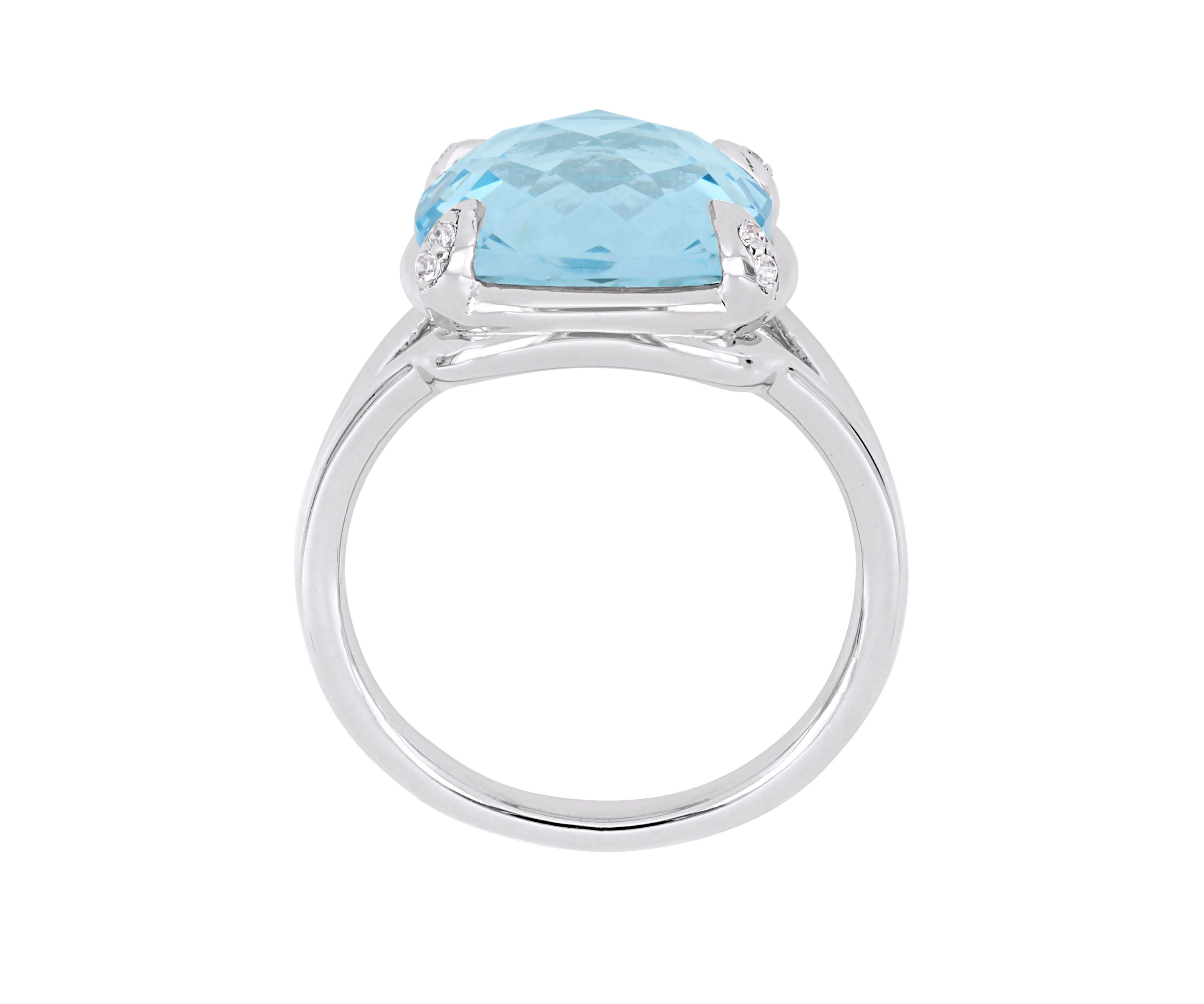 9 ct. t.w. Blue Topaz and White Topaz Split Shank Cocktail Ring in Sterling Silver