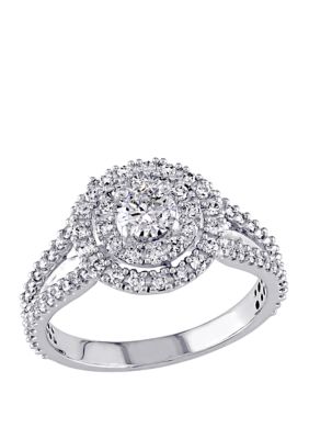 Belk & Co. 1 1/2 ct. t.w. Double Halo Engagement Ring Set with Two ...