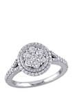 1 ct. t.w. Diamond Cluster Vintage Halo Engagement Ring