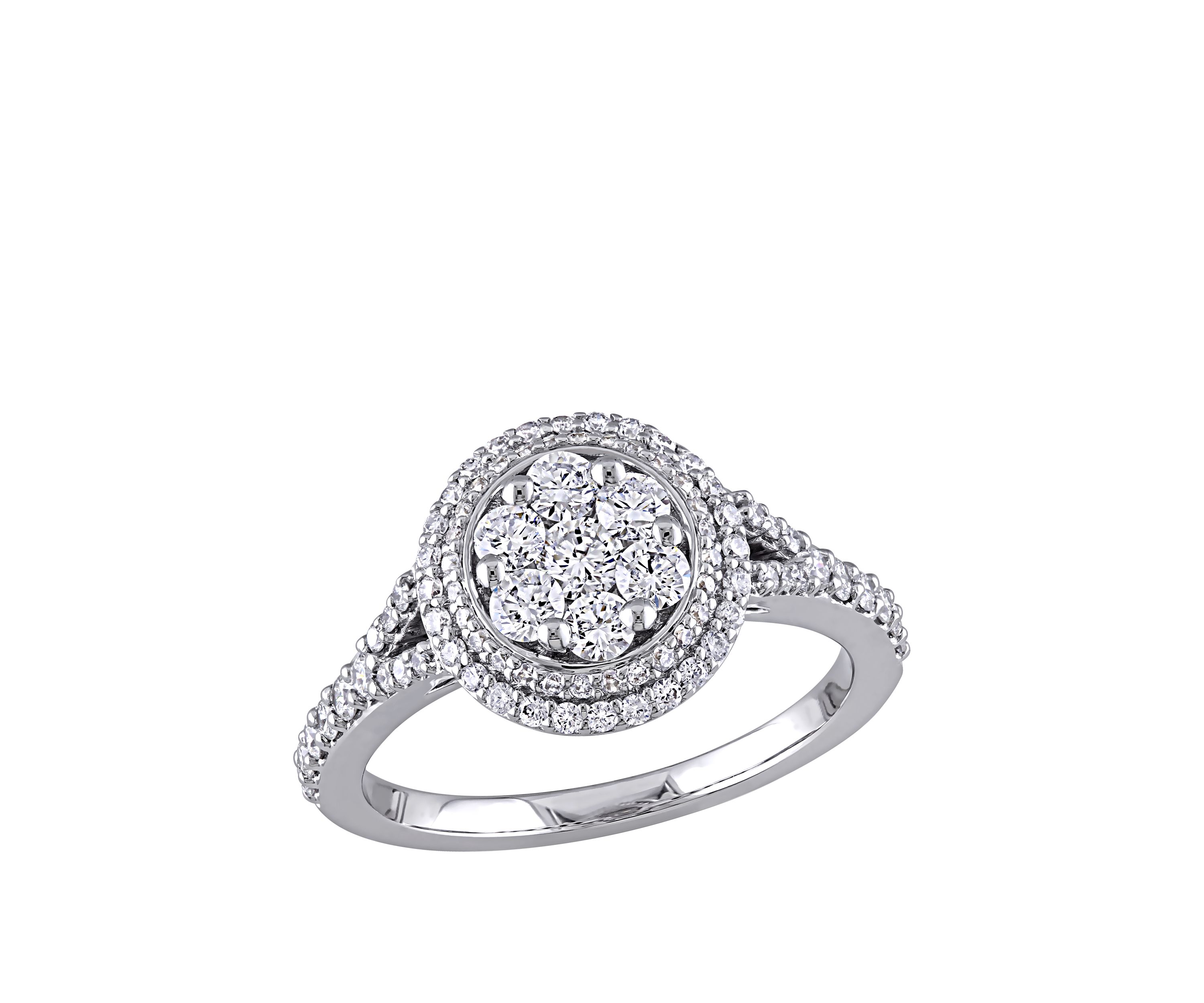 1 ct. t.w. Diamond Cluster Vintage Halo Engagement Ring