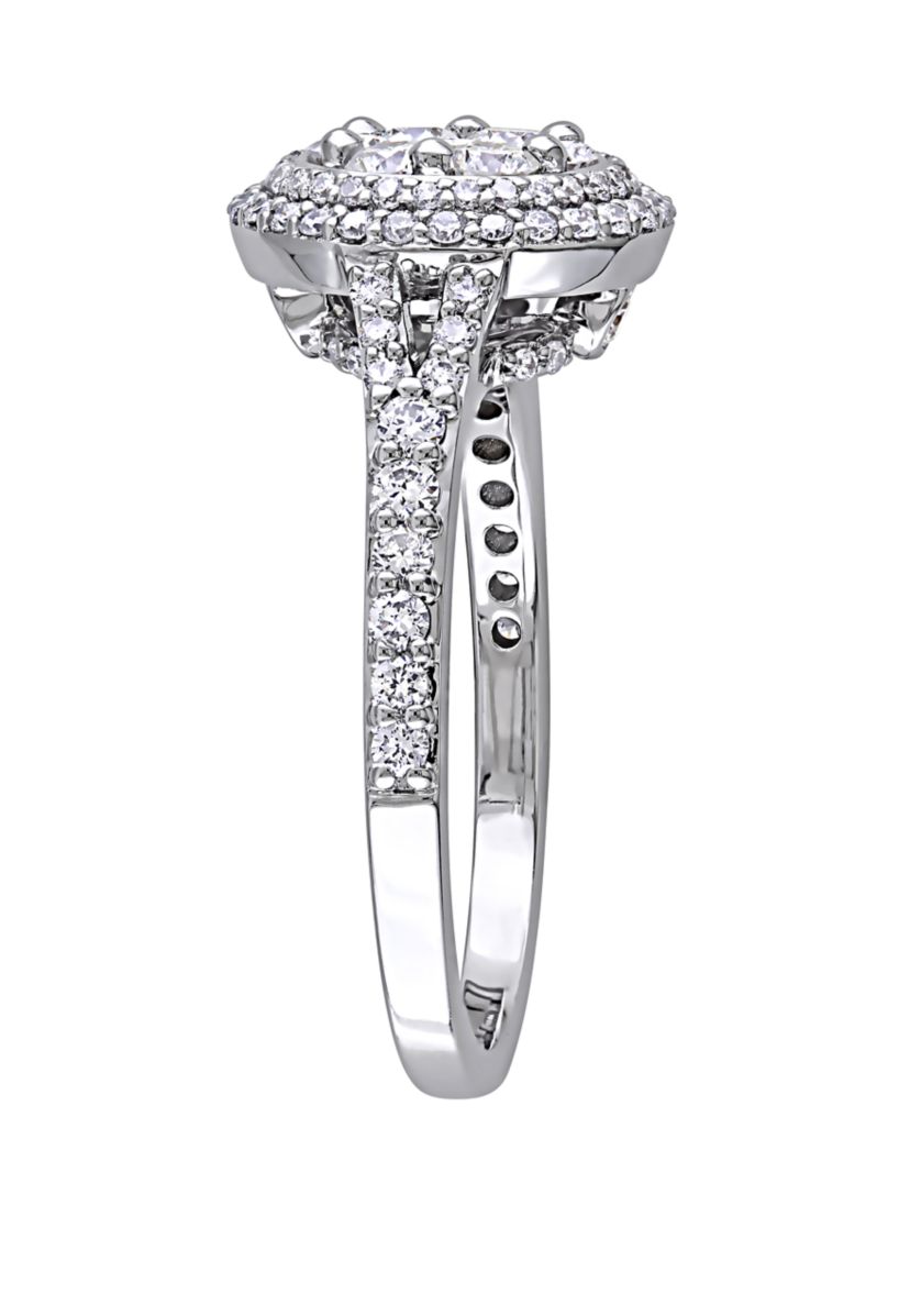 1 ct. t.w. Diamond Cluster Vintage Halo Engagement Ring