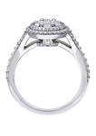 1 ct. t.w. Diamond Cluster Vintage Halo Engagement Ring