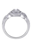 1/2 ct. t.w. Diamond Cluster Halo Engagement Ring