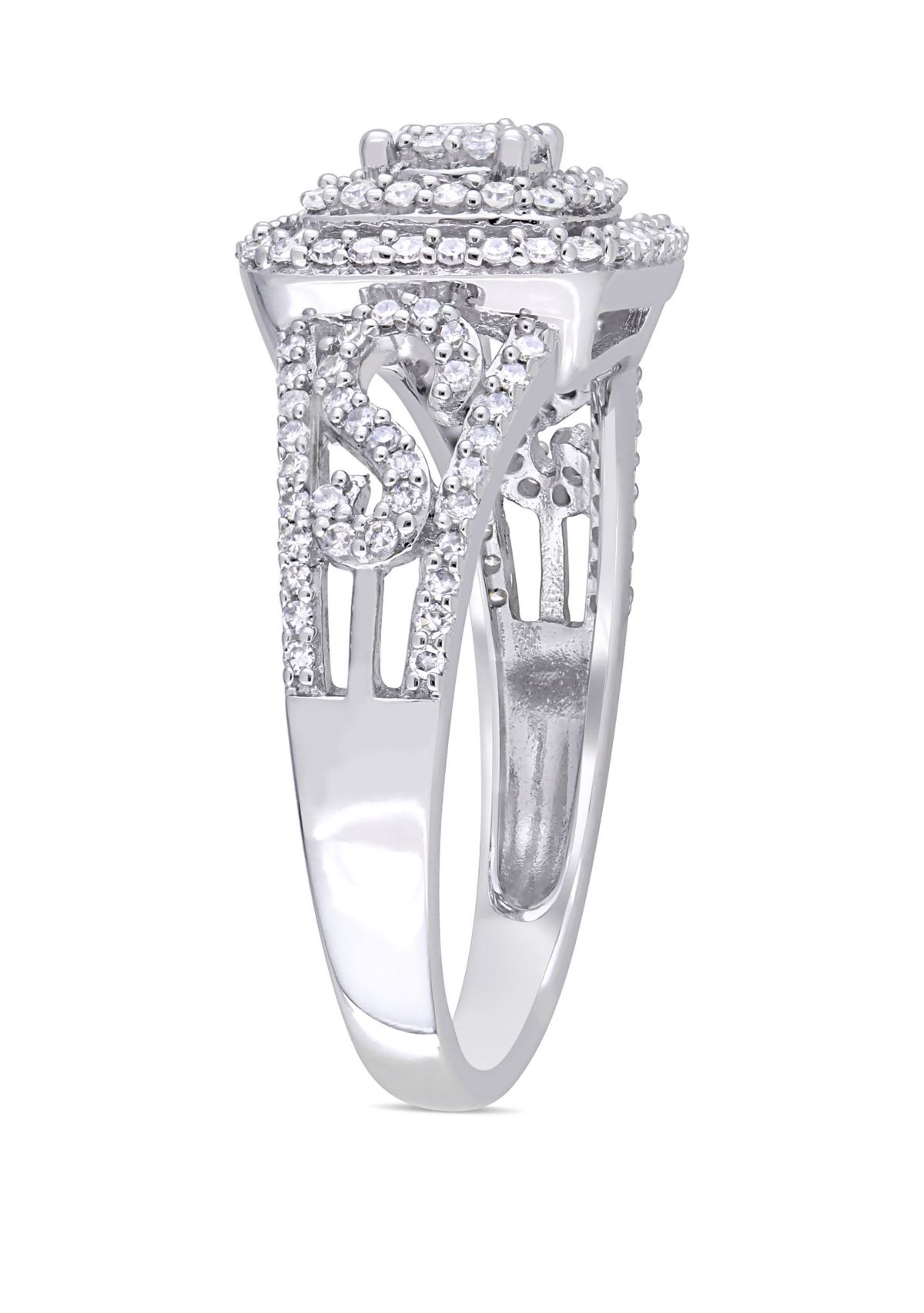Belk & Co. 1/2 ct. t.w. Diamond Filigree Double Halo Engagement Ring | Belk