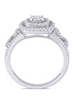 1/2 ct. t.w. Diamond Filigree Double Halo Engagement Ring