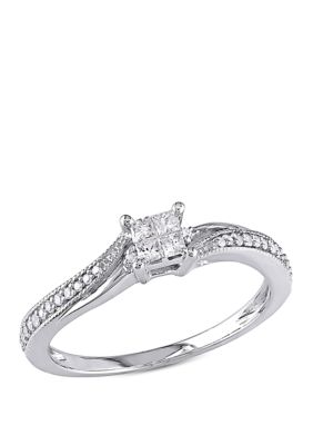 Belk & Co 1/5 ct. t.w. Diamond Princess Cut Engagement Ring in 10k White Gold, 8.5