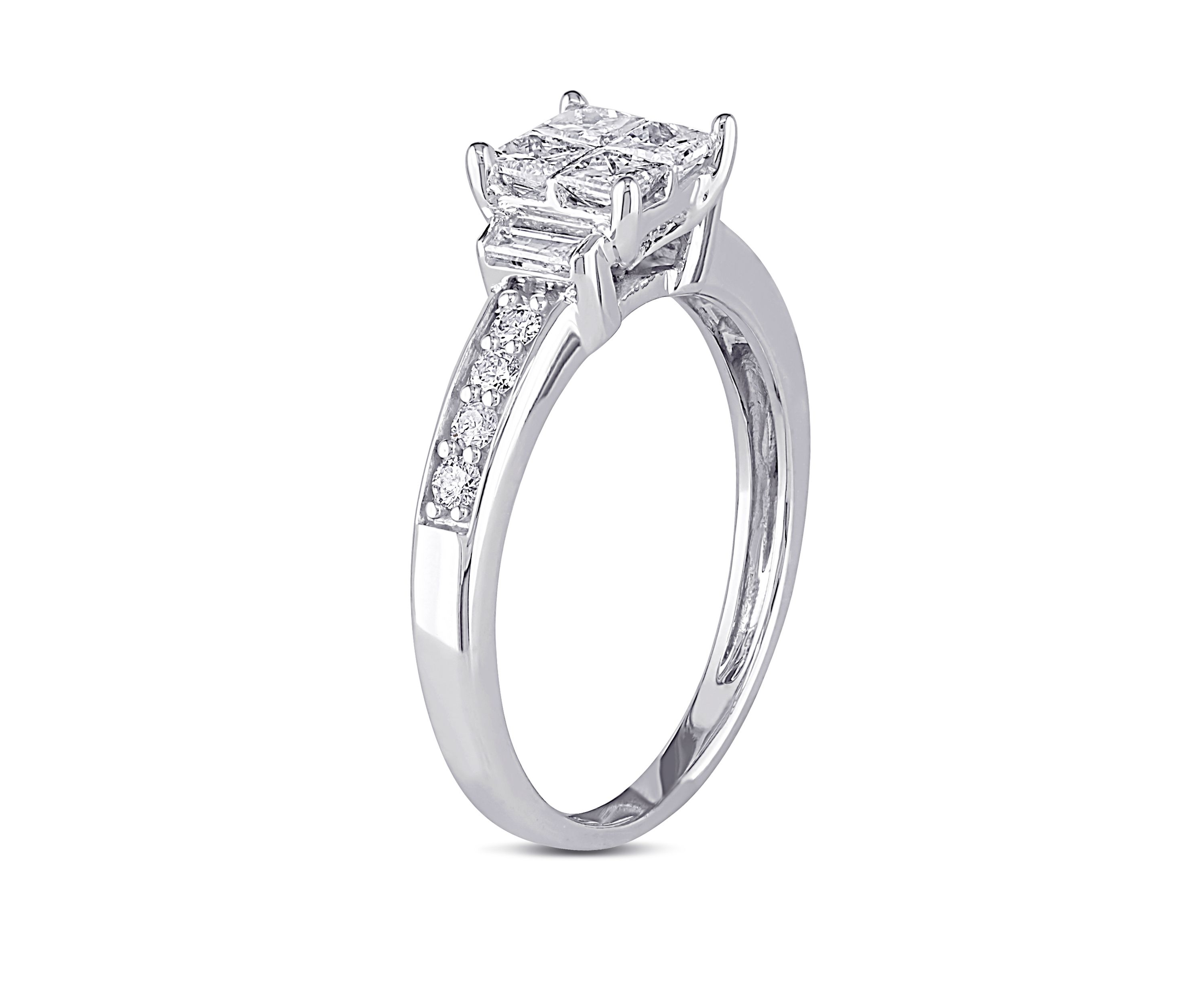  5/8 ct. t.w. Diamond Princess Cut Quad Engagement Ring in 14k White Gold