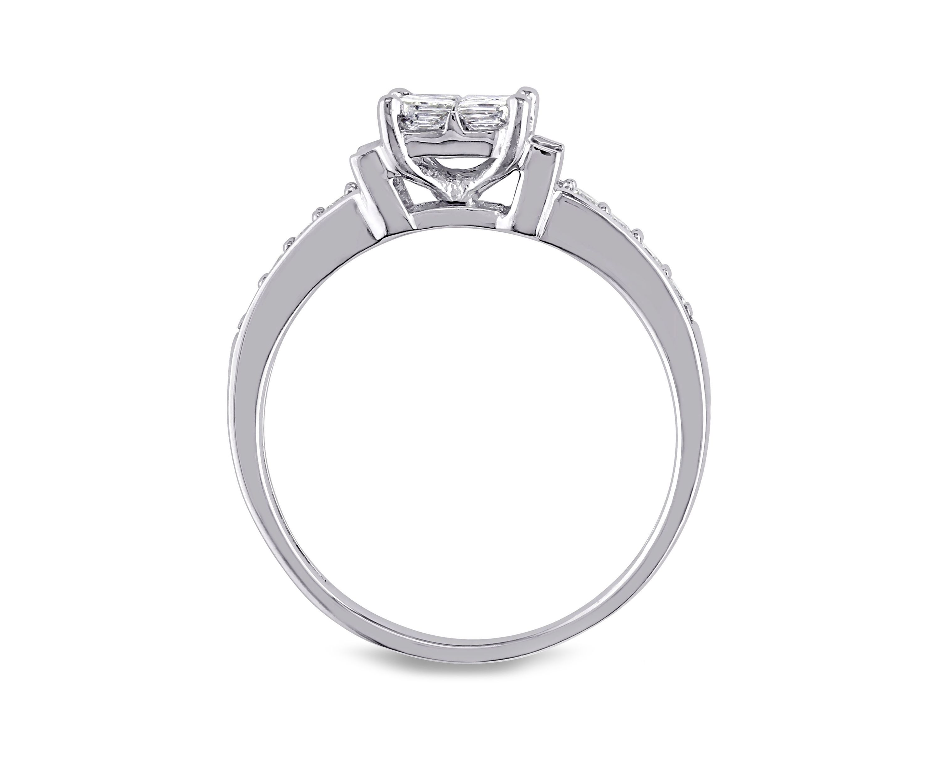  5/8 ct. t.w. Diamond Princess Cut Quad Engagement Ring in 14k White Gold
