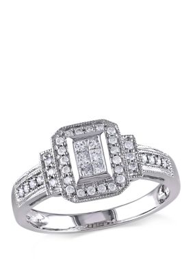 Belk & Co 1/3 Ct. T.w. Diamond Princess Cut Halo Engagement Ring In 14K White Gold