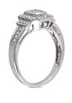 1/3 ct. t.w. Diamond Princess Cut Halo Engagement Ring in 14k White Gold