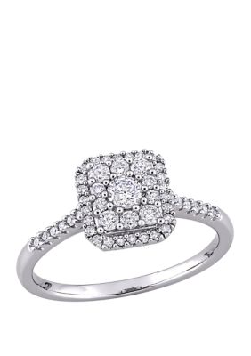 Belk & Co 1/2 Ct. T.w. Diamond Composite Square Shape Halo Engagement Ring In 10K White Gold