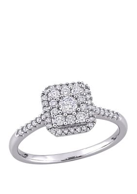 Belk & Co 1/2 ct. t.w. Diamond Composite Square Shape Halo Engagement Ring in 10k White Gold, 5