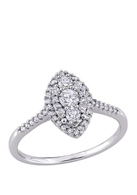 1/2 ct. t.w. Diamond Composite Marquise Shape Halo Engagement Ring 10k White Gold
