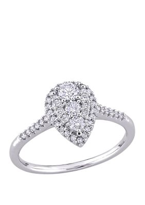 Belk & Co 1/2 Ct. T.w. Diamond Composite Pear Shape Halo Engagement Ring In 10K White Gold
