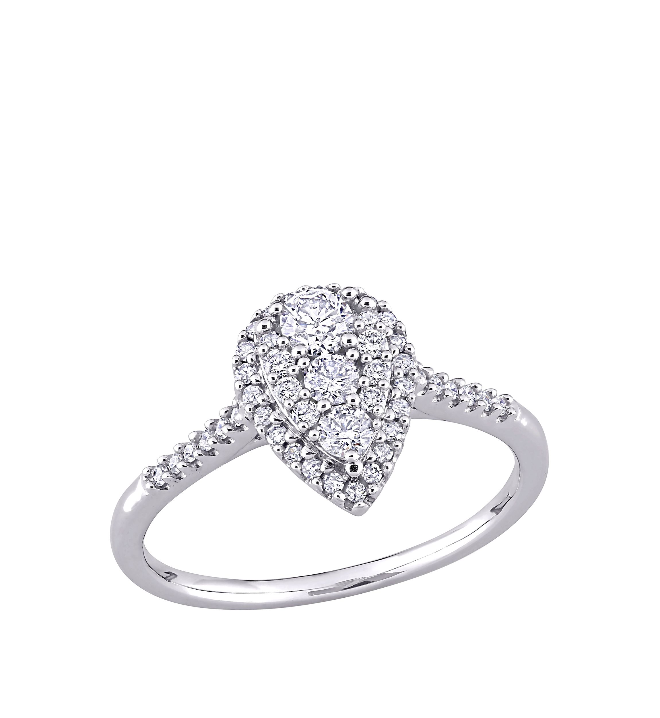  1/2 ct. t.w. Diamond Composite Pear Shape Halo Engagement Ring in 10k White Gold 