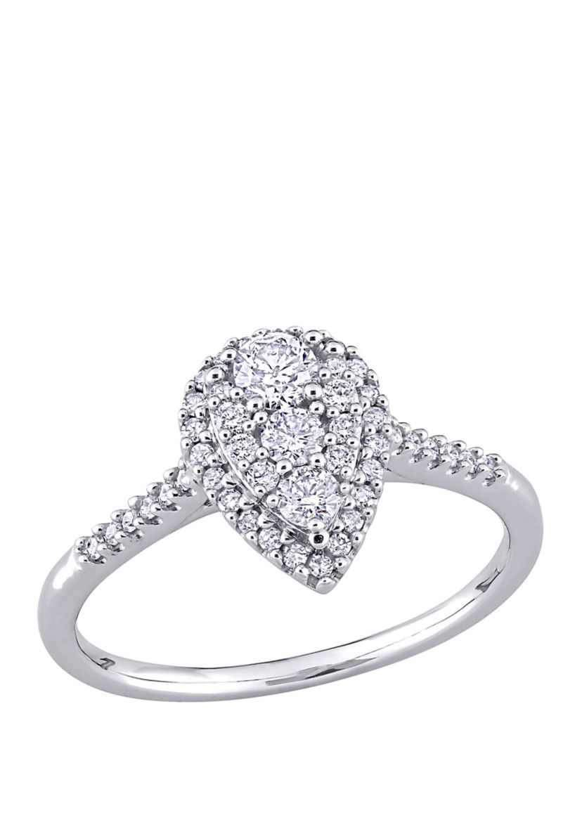  1/2 ct. t.w. Diamond Composite Pear Shape Halo Engagement Ring in 10k White Gold 