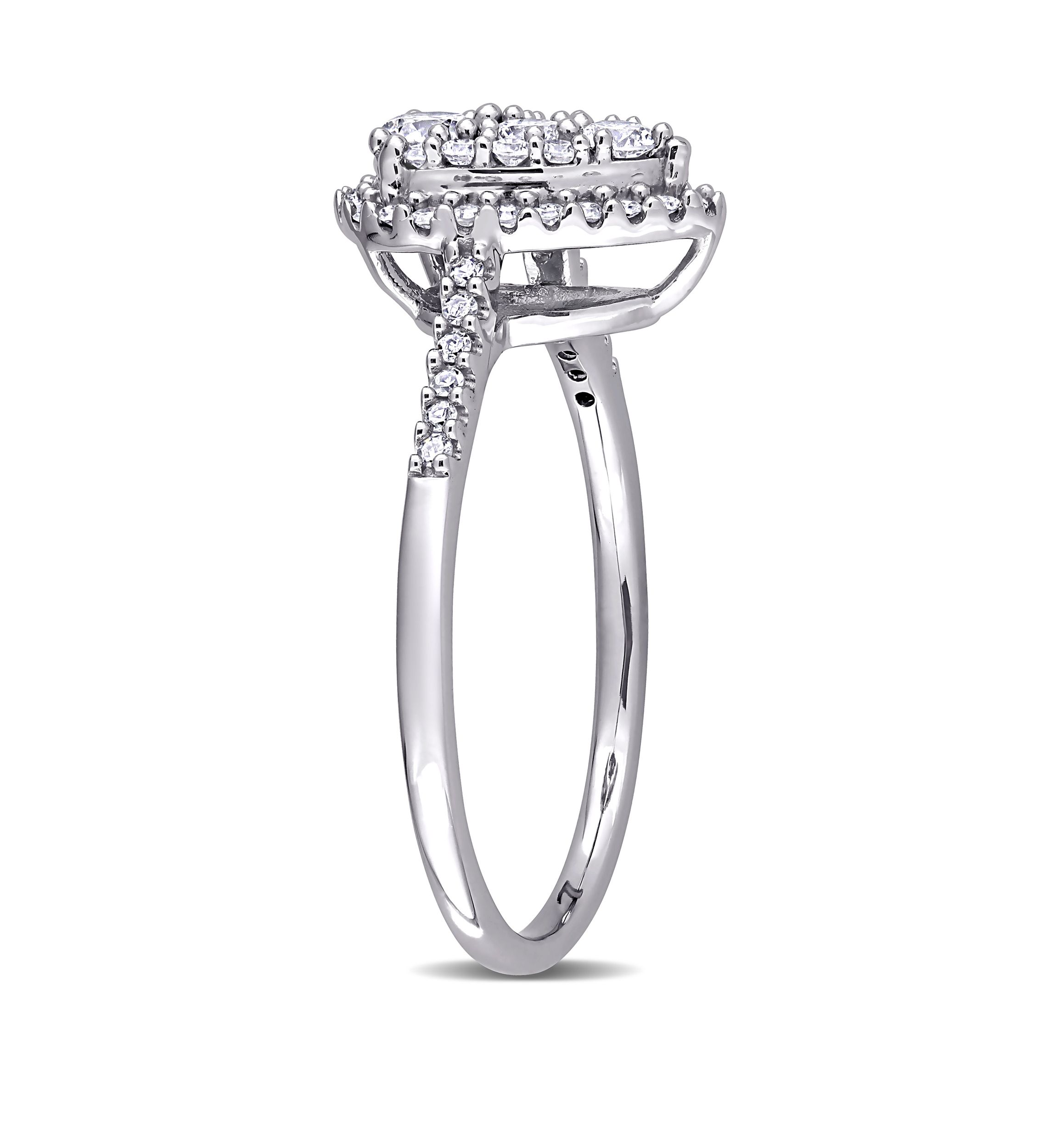  1/2 ct. t.w. Diamond Composite Pear Shape Halo Engagement Ring in 10k White Gold 