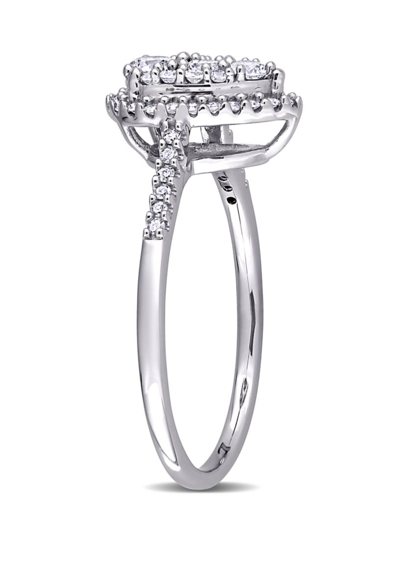  1/2 ct. t.w. Diamond Composite Pear Shape Halo Engagement Ring in 10k White Gold 