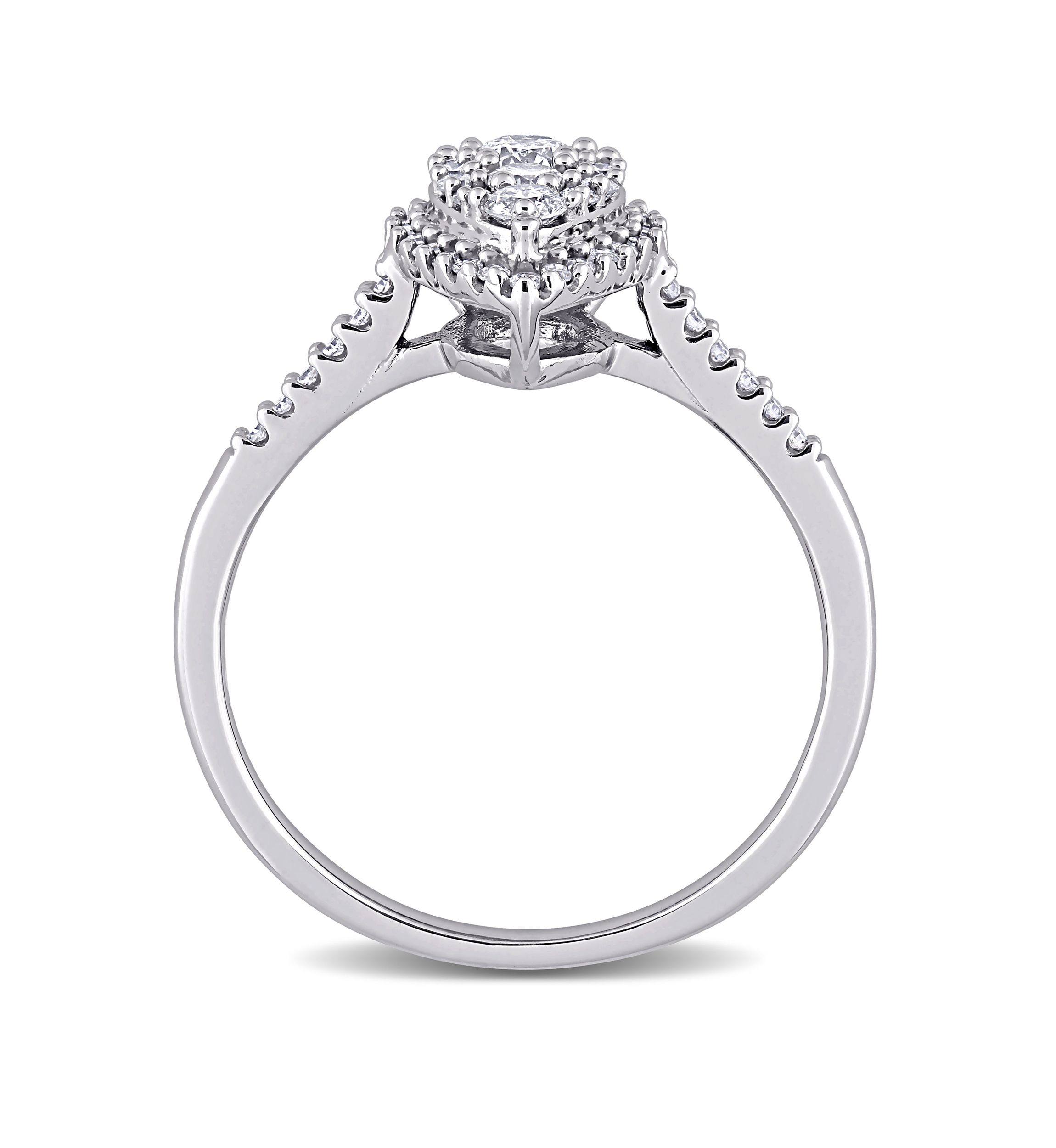  1/2 ct. t.w. Diamond Composite Pear Shape Halo Engagement Ring in 10k White Gold 
