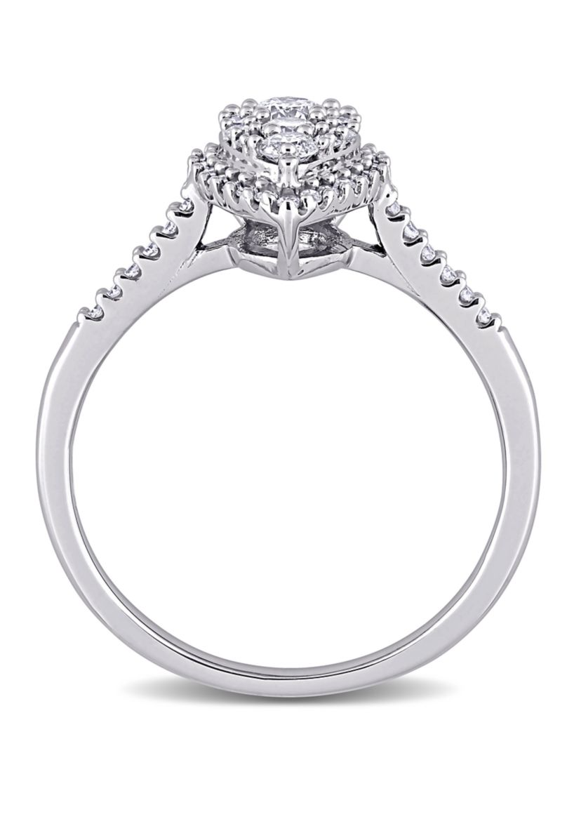  1/2 ct. t.w. Diamond Composite Pear Shape Halo Engagement Ring in 10k White Gold 