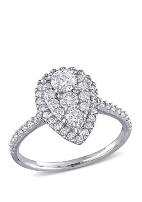 Belk & Co 1 Ct. T.w. Diamond Composite Pear Shape Halo Engagement Ring In 10K White Gold