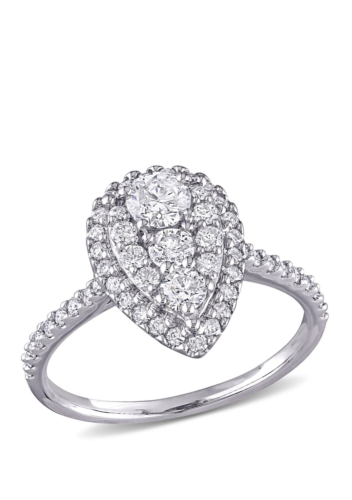 1 ct. t.w. Diamond Composite Pear Shape Halo Engagement Ring in 10k White Gold 