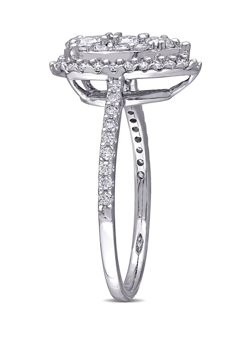 1 ct. t.w. Diamond Composite Pear Shape Halo Engagement Ring in 10k White Gold 