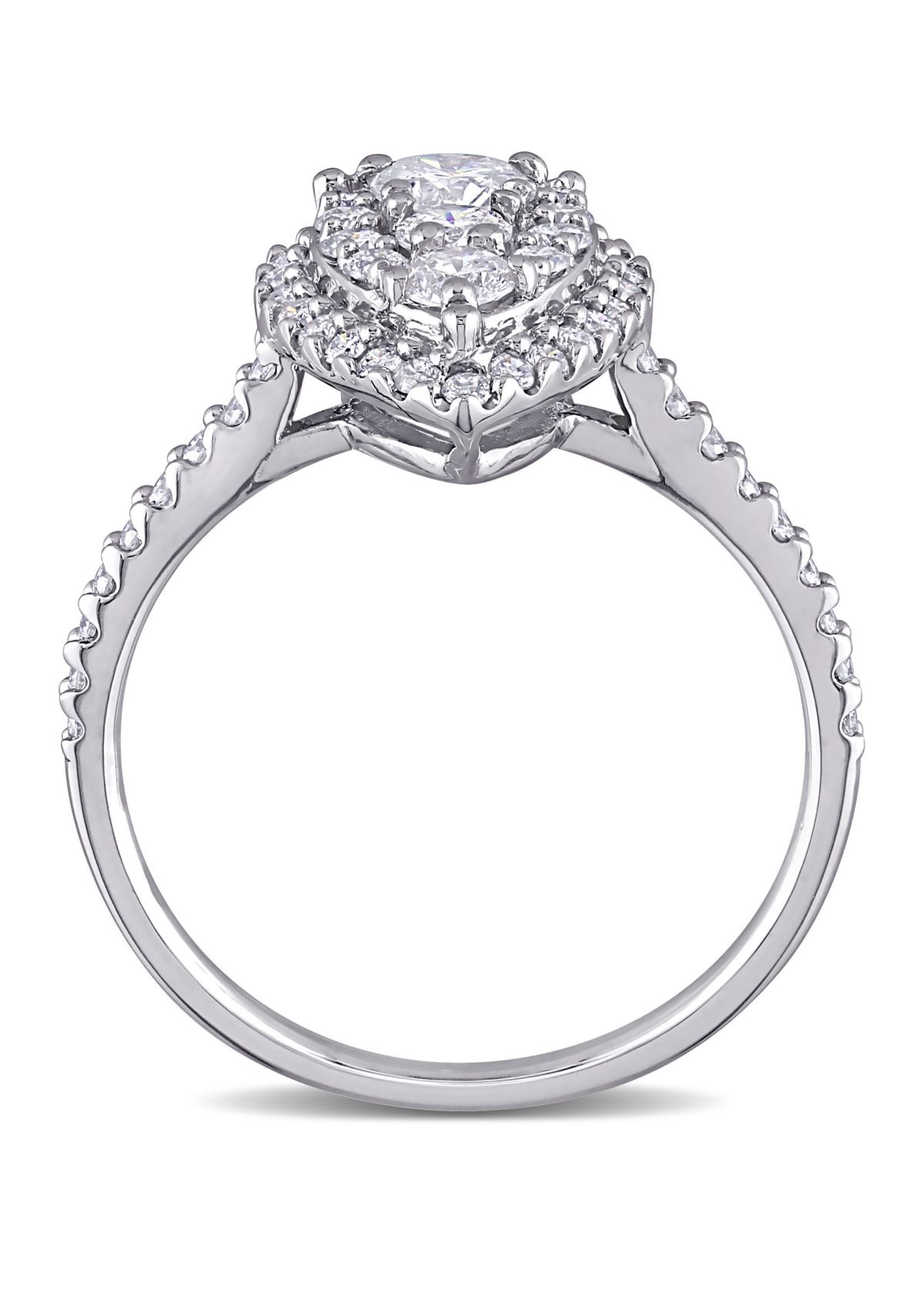1 ct. t.w. Diamond Composite Pear Shape Halo Engagement Ring in 10k White Gold 