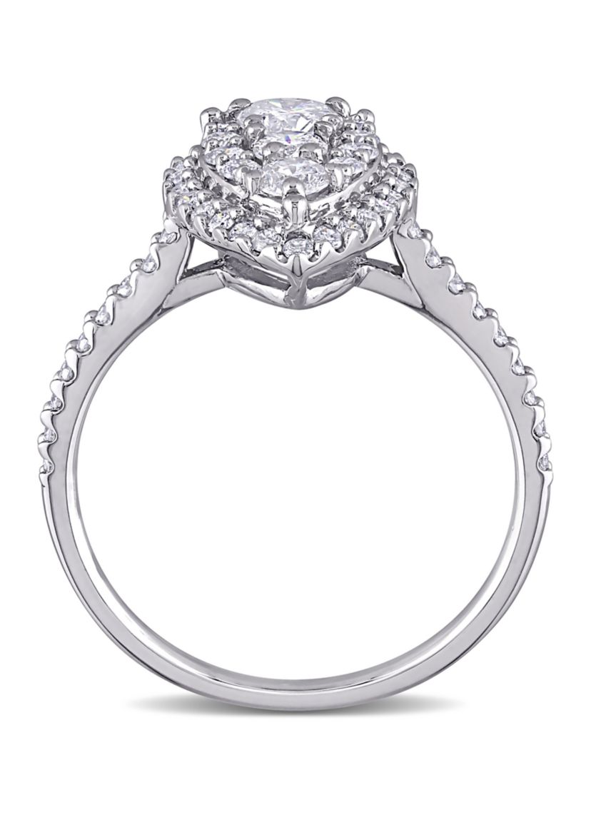 1 ct. t.w. Diamond Composite Pear Shape Halo Engagement Ring in 10k White Gold 