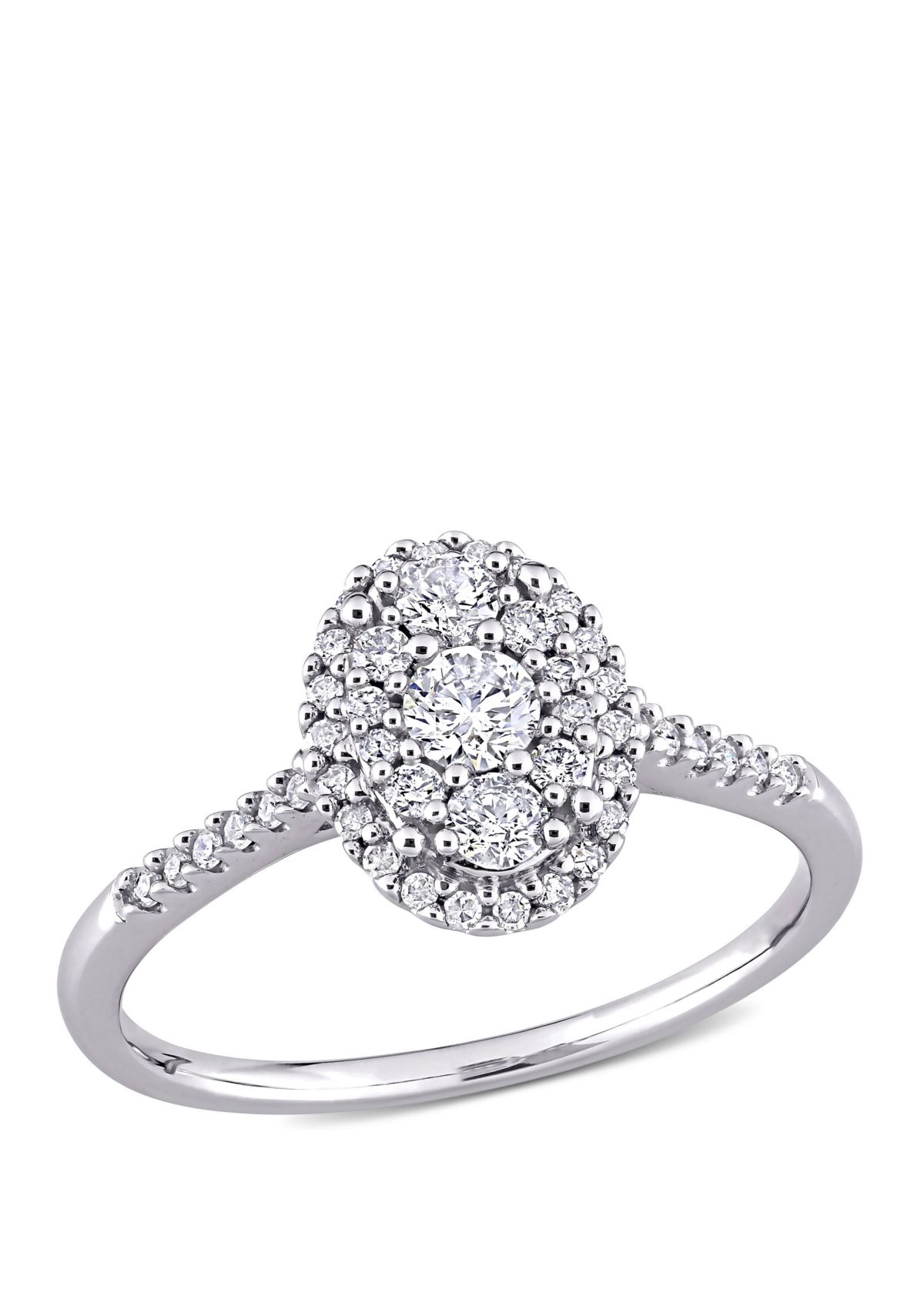  1/2 ct. t.w. Diamond Composite Oval Shape Halo Engagement Ring in 10k White Gold