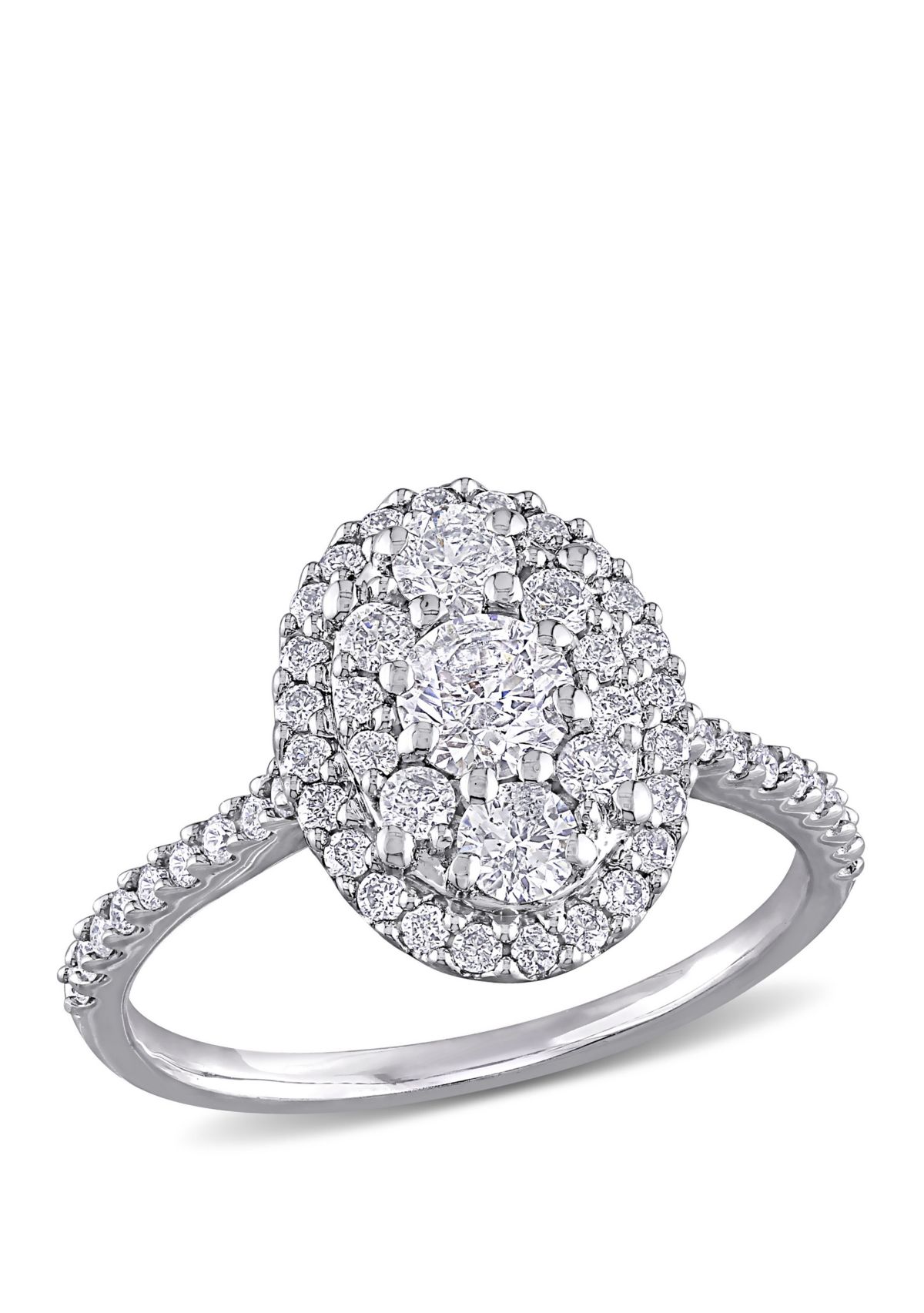  1 ct. t.w. Diamond Composite Oval Shape Halo Engagement Ring in 10k White Gold 