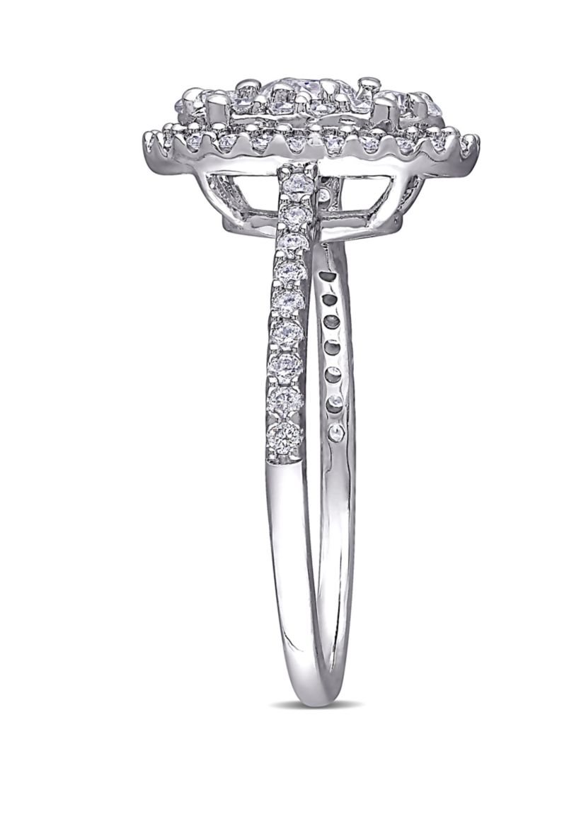  1 ct. t.w. Diamond Composite Oval Shape Halo Engagement Ring in 10k White Gold 