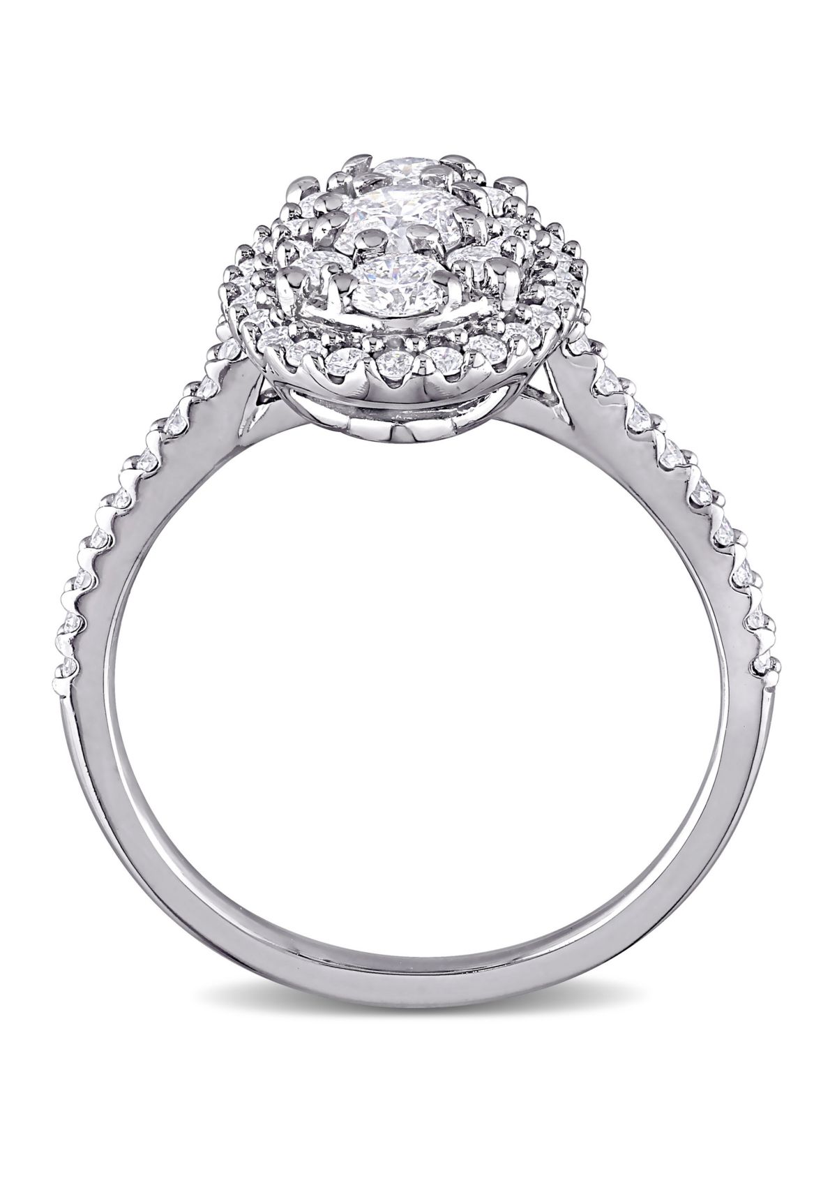  1 ct. t.w. Diamond Composite Oval Shape Halo Engagement Ring in 10k White Gold 