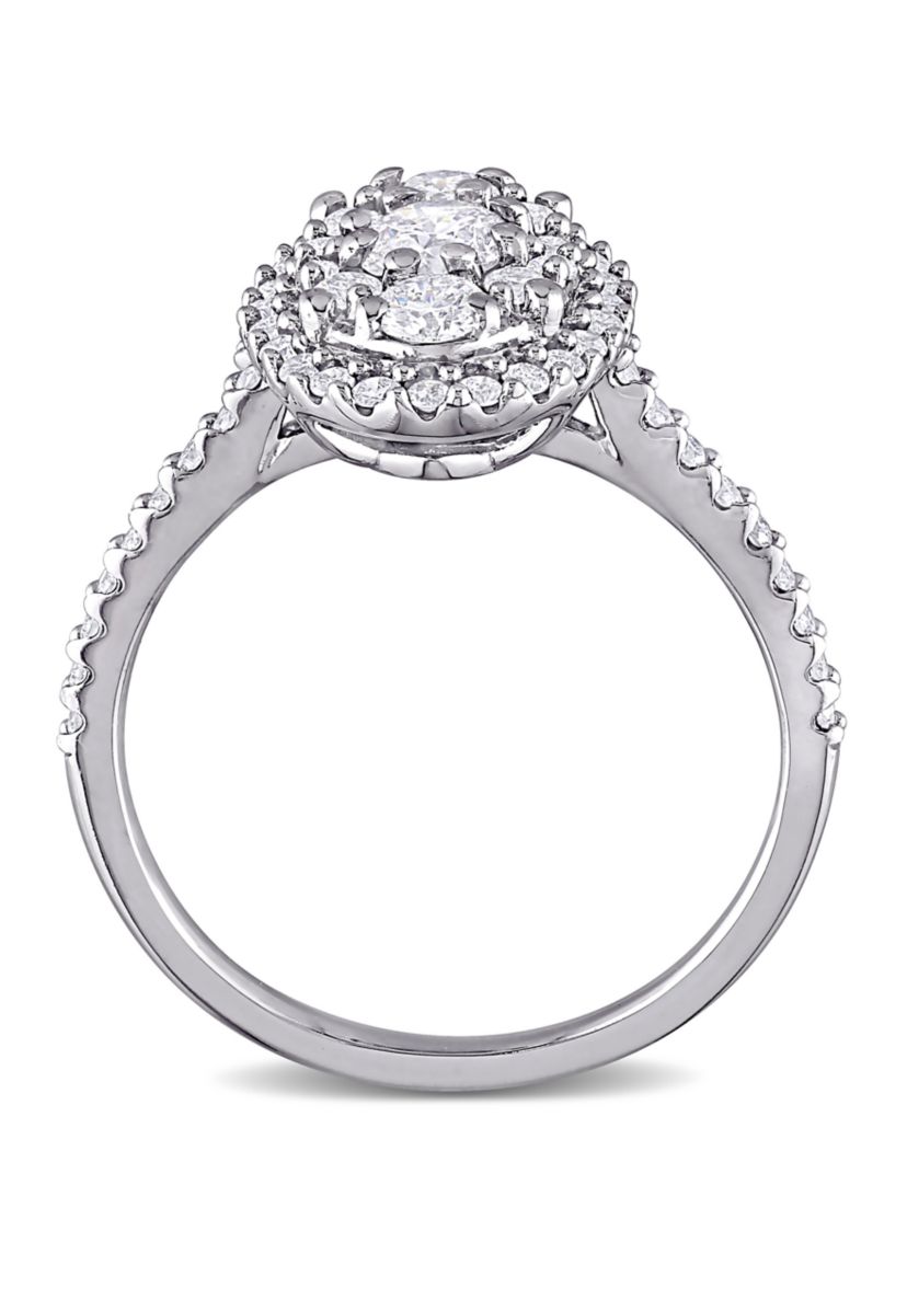  1 ct. t.w. Diamond Composite Oval Shape Halo Engagement Ring in 10k White Gold 