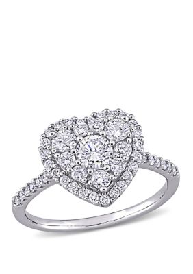 Belk & Co 1 Ct. T.w. Diamond Composite Heart Shape Halo Engagement Ring In 10K White Gold
