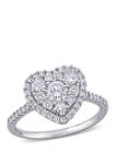  1 ct. t.w. Diamond Composite Heart Shape Halo Engagement Ring in 10k White Gold 