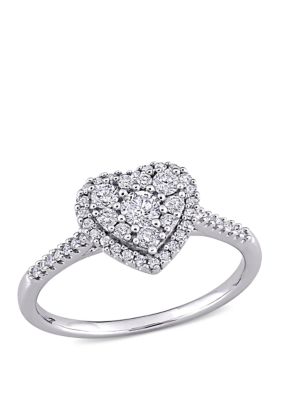 Belk & Co 1/2 Ct. T.w. Diamond Composite Heart Shape Halo Engagement Ring In 10K White Gold