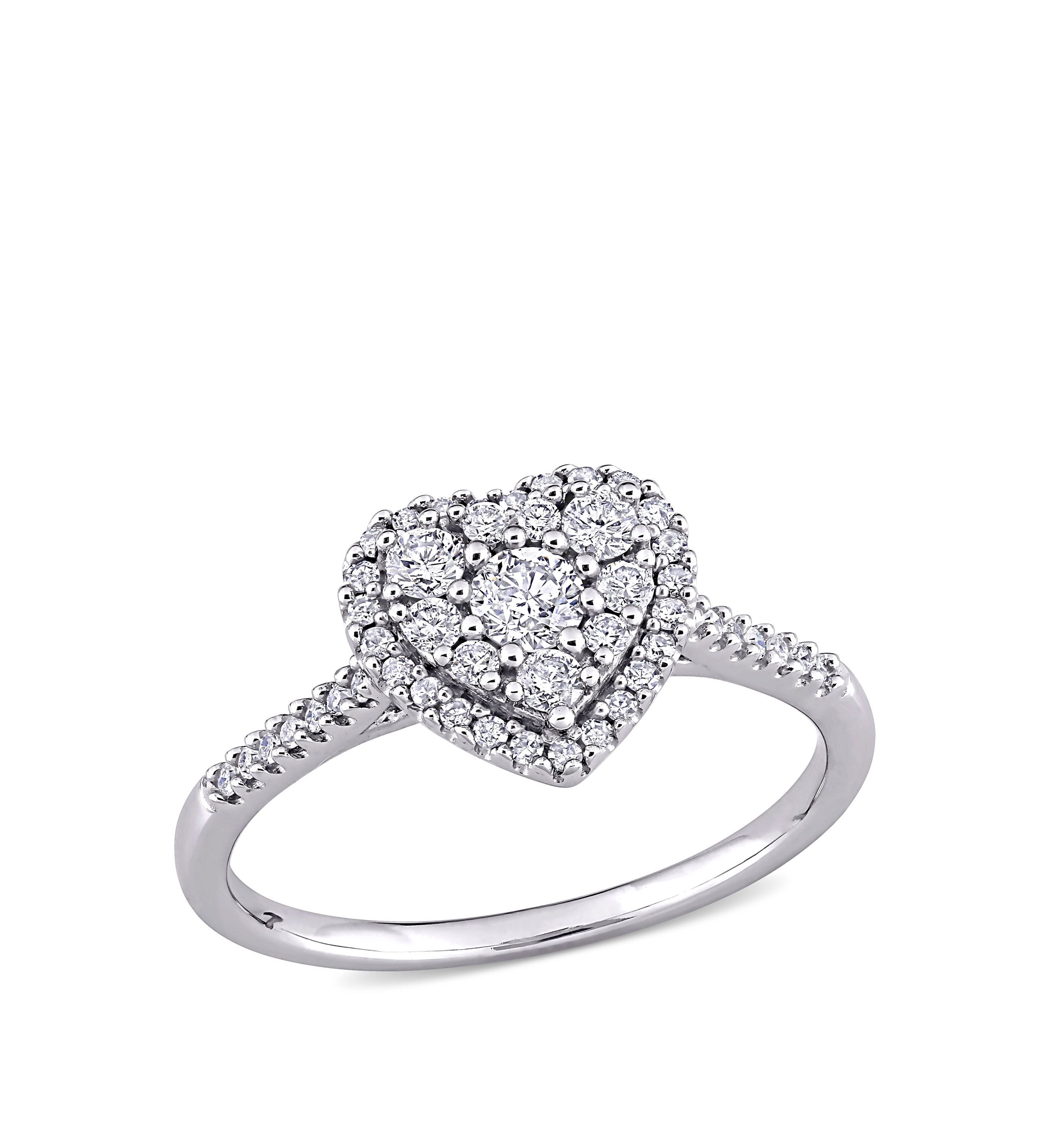 1/2 ct. t.w. Diamond Composite Heart Shape Halo Engagement Ring in 10k White Gold 