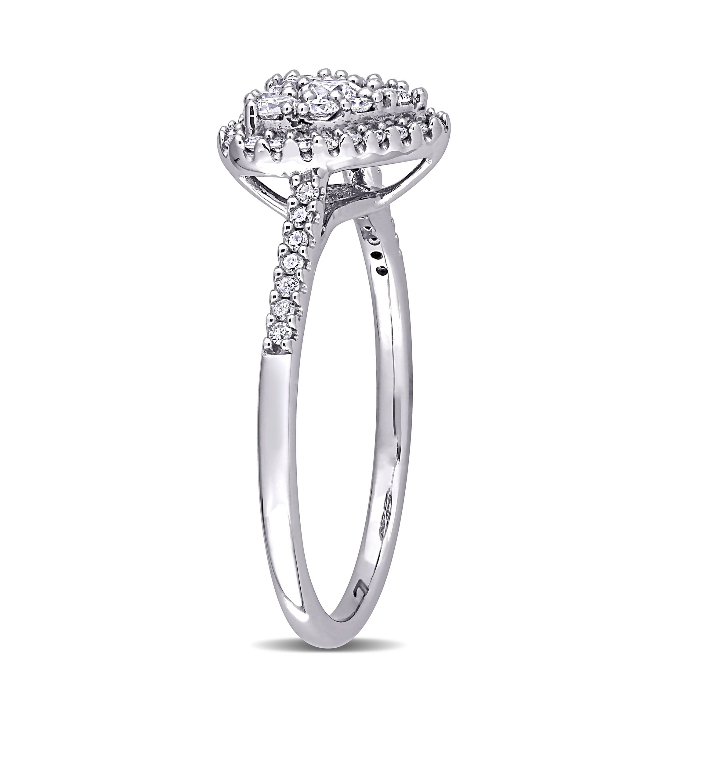 1/2 ct. t.w. Diamond Composite Heart Shape Halo Engagement Ring in 10k White Gold 