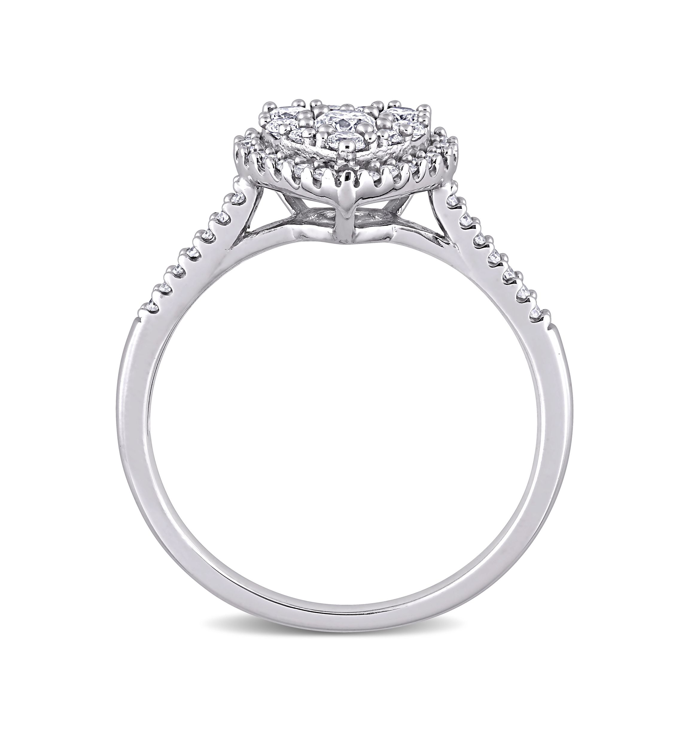 1/2 ct. t.w. Diamond Composite Heart Shape Halo Engagement Ring in 10k White Gold 