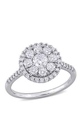 Belk & Co 1 Ct. T.w. Diamond Composite Halo Engagement Ring In 10K White Gold