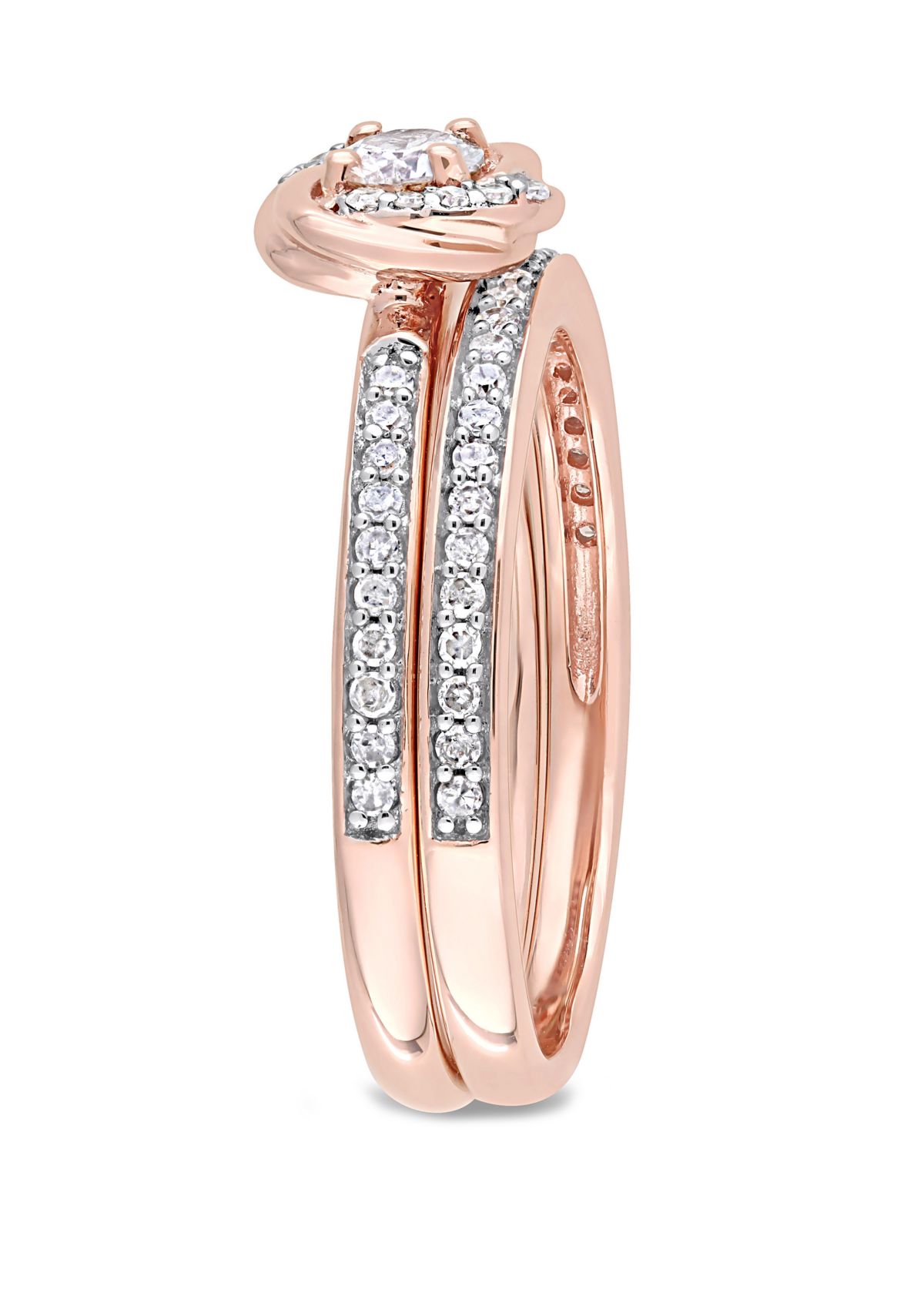  2 Piece 1/2 ct. t.w. Diamond Swirl Bridal Ring Set in 10k Rose Gold