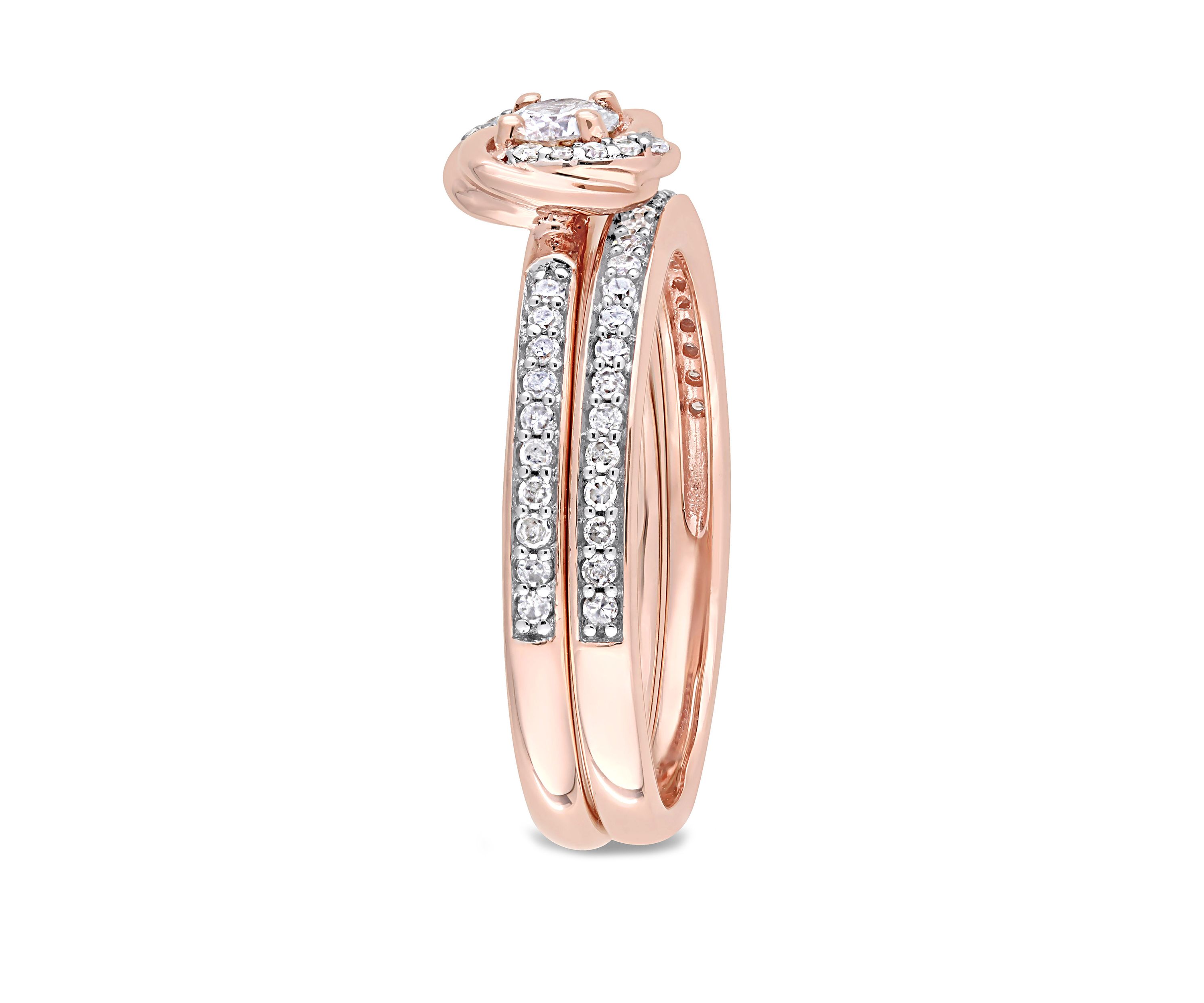  2 Piece 1/2 ct. t.w. Diamond Swirl Bridal Ring Set in 10k Rose Gold