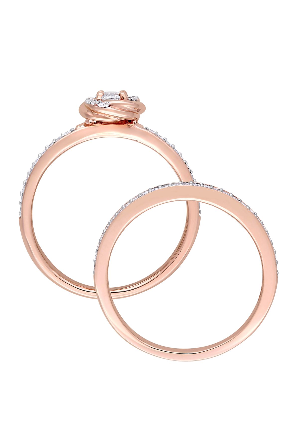  2 Piece 1/2 ct. t.w. Diamond Swirl Bridal Ring Set in 10k Rose Gold