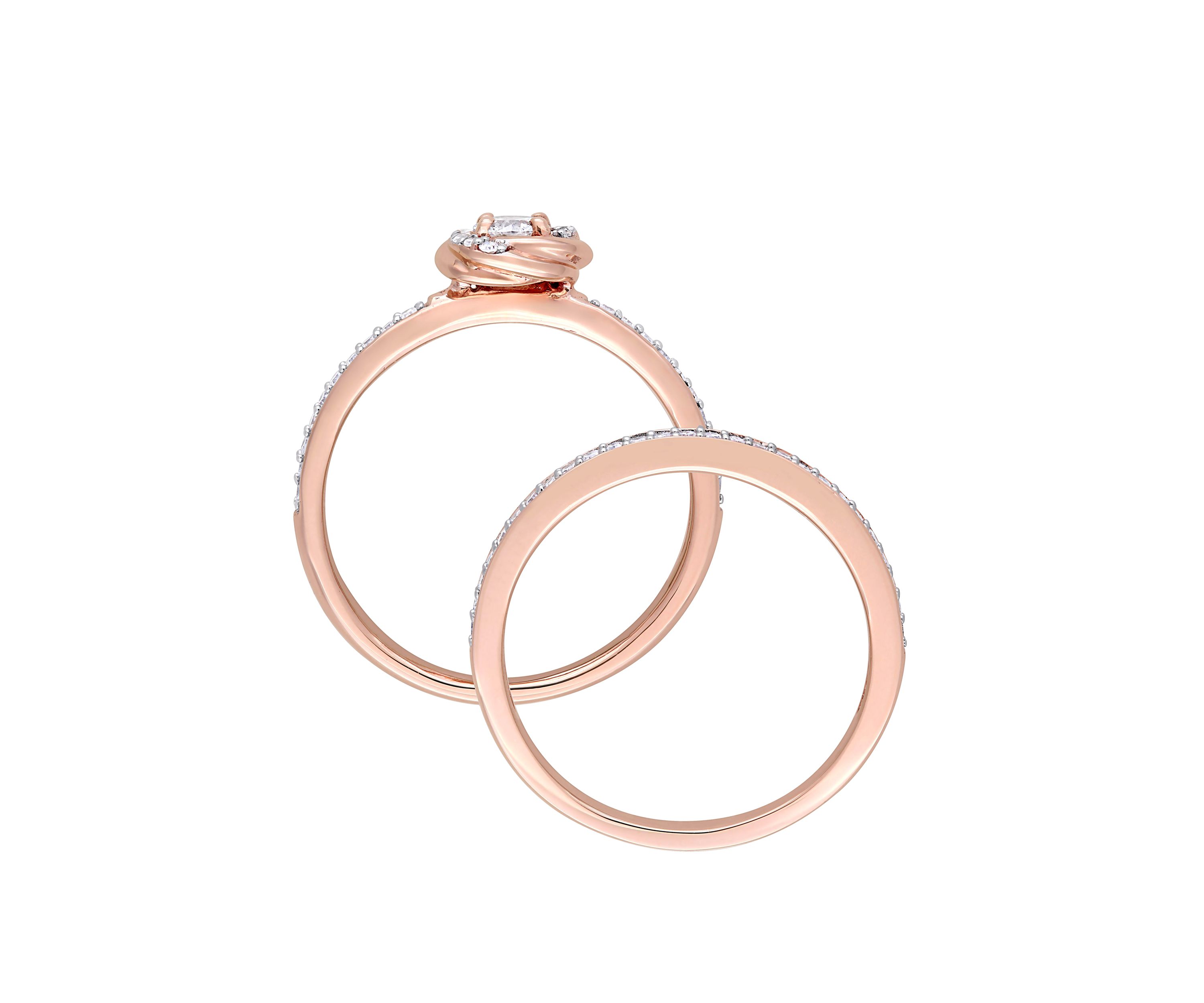  2 Piece 1/2 ct. t.w. Diamond Swirl Bridal Ring Set in 10k Rose Gold