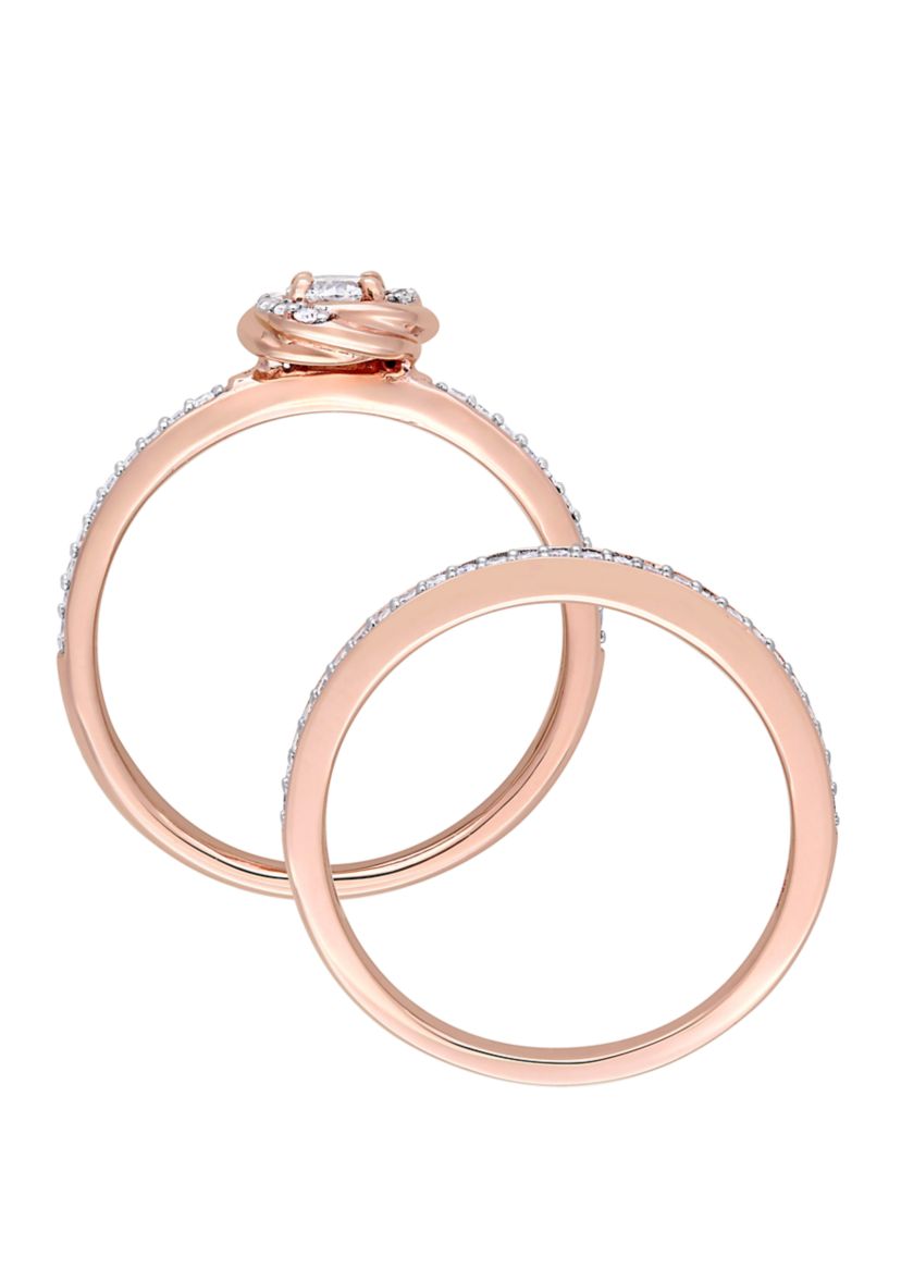  2 Piece 1/2 ct. t.w. Diamond Swirl Bridal Ring Set in 10k Rose Gold