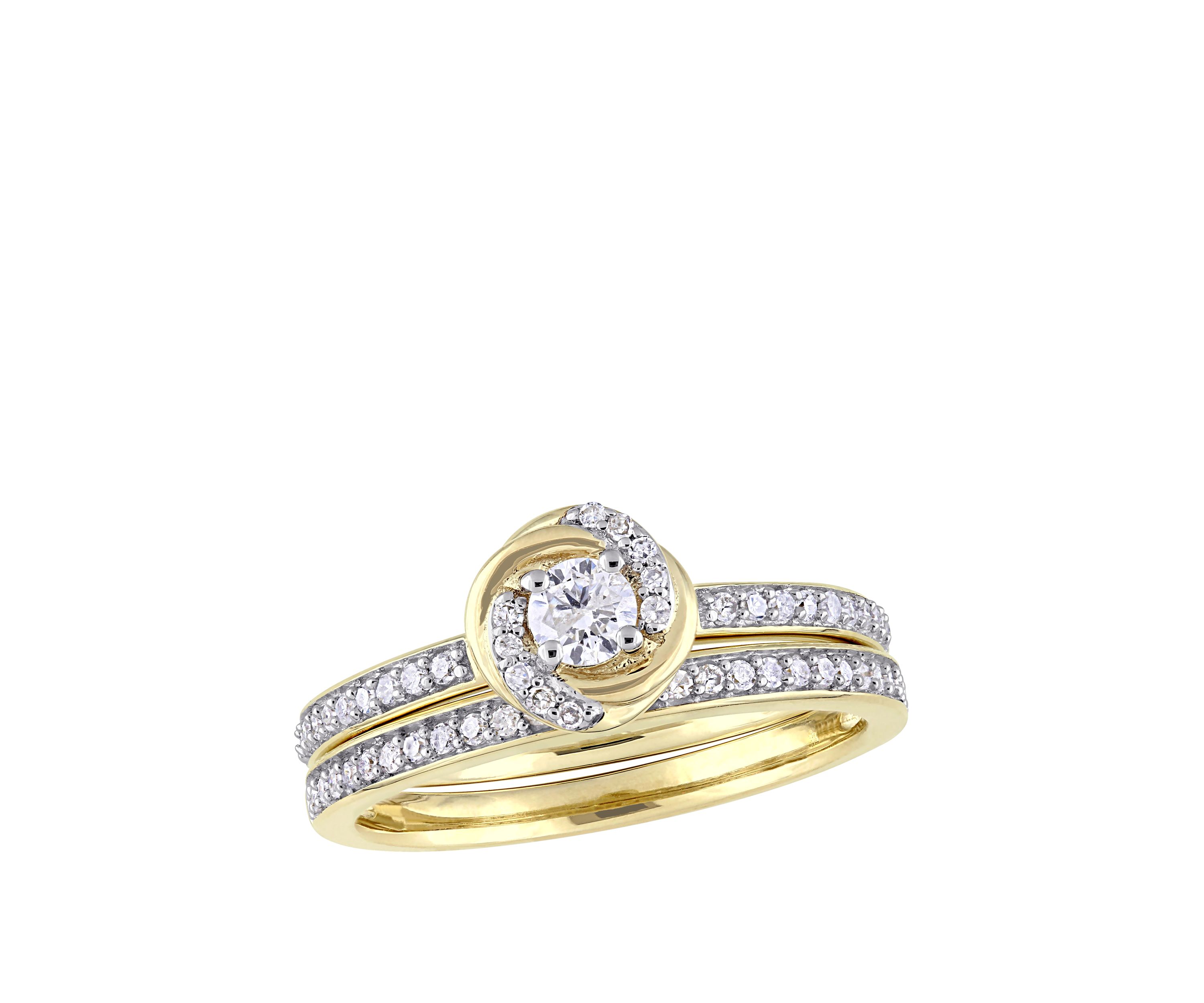 2 Piece 1/2 ct. t.w. Diamond Swirl Bridal Ring Set in 10k Yellow Gold 